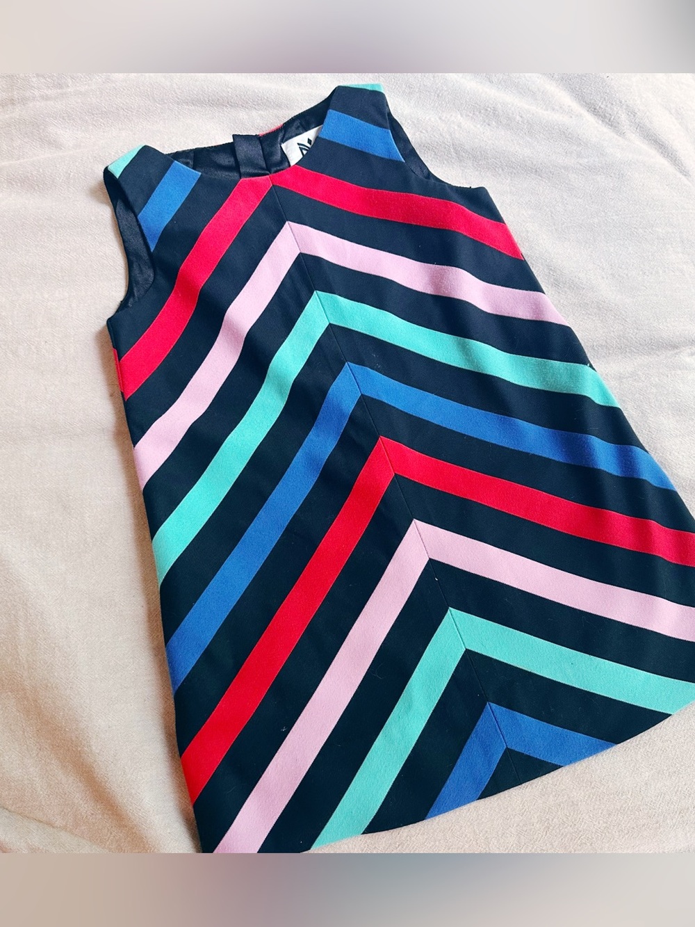Milly Mini designer colorful retro chevron stripe a line dress girls size 3T